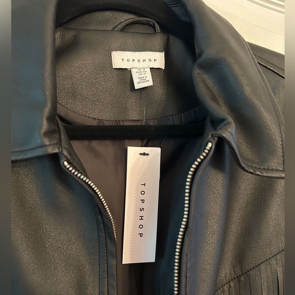 NEW Cowboy Carter Topshop Faux Leather Western Style Fringe Jacket - Picture 3 of 11